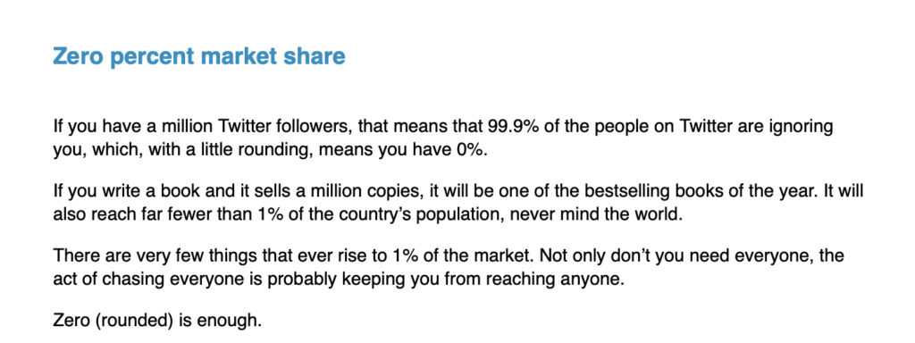 Zero percent Market share by Seth Godin